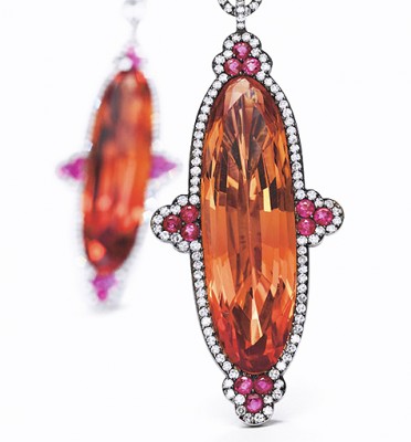 JAR-topazes impériales-diamants-boucles d'oreilles