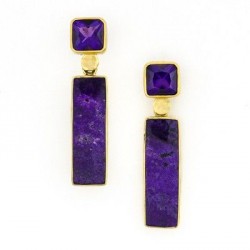 JEFF & SUSAN WISE-Boucle d'oreille-sugilite-améthyste-or jaune