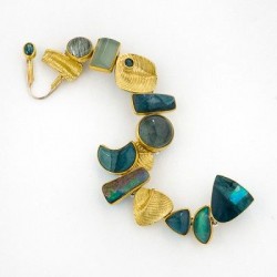 JEFF & SUSAN WISE-bracele-argent-or jaune-tourmaline-opale-jaspe