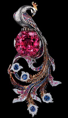 JEWELLERY THEATRE-Fairy Tale pendentif-or blanc-diamants saphirs- tourmaline 41ct