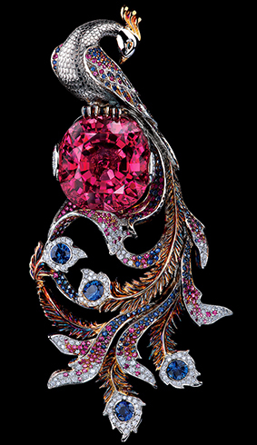 JEWELLERY THEATRE-Fairy Tale pendentif-or blanc-diamants saphirs- tourmaline 41ct