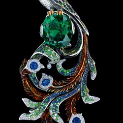 JEWELLERY THEATRE-Fairy Tale-pendentif-or blanc-diamants-saphirs-tourmaline verte