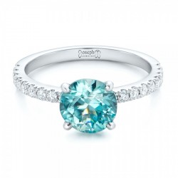 JOSEPH JEWELRY-Bague de fillançailles-zircon bleu-diamants (2)