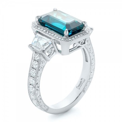 JOSEPH JEWELRY-Bague de fillançailles-zircon bleu-diamants