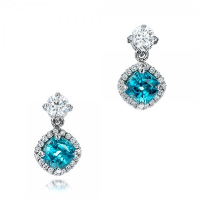 JOSEPH JEWELRY-Boucles d'oreilles-Zircon bleu-diamants