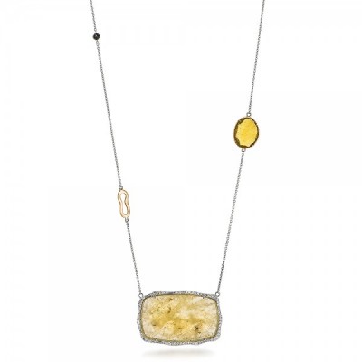 JOSEPH JEWELRY-Collier Halo-tranche de diamant-saphirs