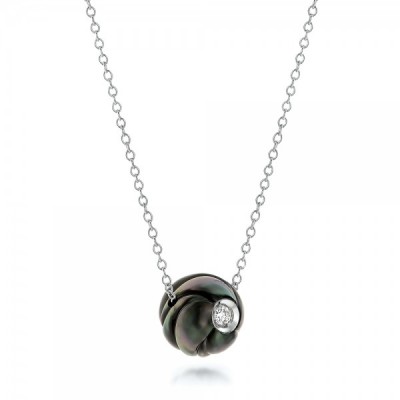 JOSEPH JEWELRY-Collier-Perle de Tahiti gravée-diamants