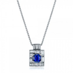 JOSEPH JEWELRY-Pendentif-saphir bleu-diamants