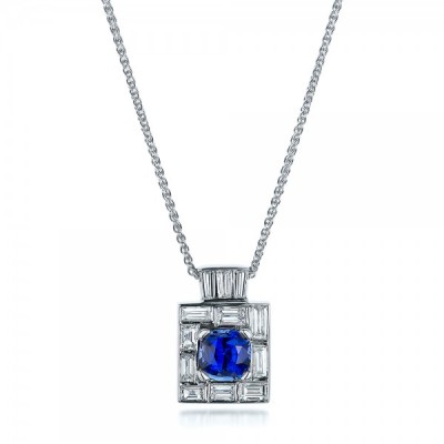 JOSEPH JEWELRY-Pendentif-saphir bleu-diamants