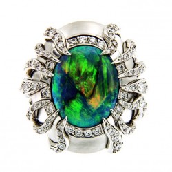 KAT FLORENCE-Collection Black opal-bague opale noir-or blanc-diamants