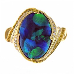 KAT FLORENCE-Collection Black opal-bague-opale noire australienne- or jaune-diamants