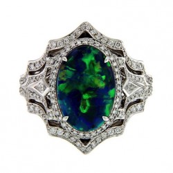 KAT FLORENCE-Collection Black opal-bague opale noire autralienne-diamants-or blanc