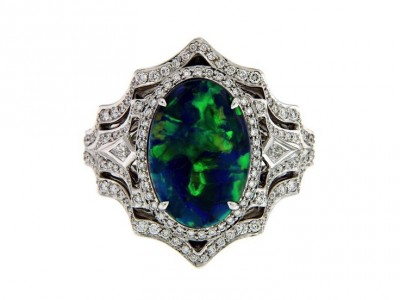 KAT FLORENCE-Collection Black opal-bague opale noire autralienne-diamants-or blanc