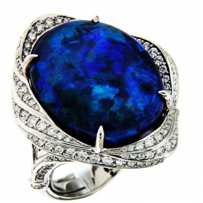 KAT FLORENCE-Collection Black opal-bague-opale noire-diamants-or blanc