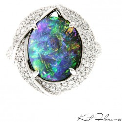 KAT FLORENCE-Collection Black opal-bague opale noire-diamants, or blanc