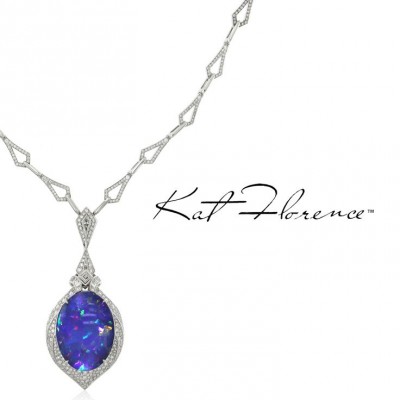 KAT FLORENCE-Collection Black opal-collier-opale noire-diamants-or blanc