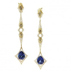 KAT FLORENCE-Collection Fall & winter 2015-2016-boucles d'oreilles-or jaune-diamants-saphir Sri Lanka