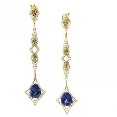 KAT FLORENCE-Collection Fall & winter 2015-2016-boucles d'oreilles-or jaune-diamants-saphir Sri Lanka