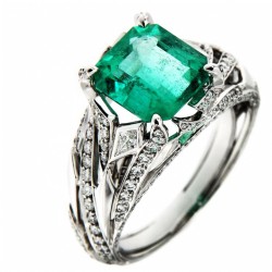 KAT FLORENCE-Collection MUZO Colombian Emerald-bague émeraude Muzo-diamants-or blanc