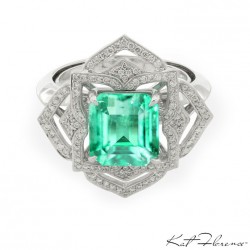 KAT FLORENCE-Collection MUZO Colombian Emerald-bague-émeraude-diamants-or blanc