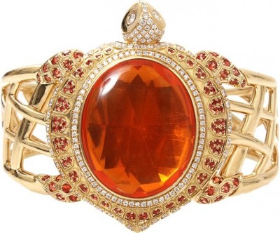 KATHERINE JETTER-Bracelet Sea Turtle-Opale de feu-or jaune