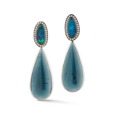 KATHERINE JETTER #Earrings #BlueTourmalines #BoulderOpal #Diamonds