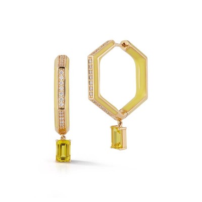 #KATHERINE JETTER #Earrings #CanaryTourmaline #YellowEnamel #Diamonds