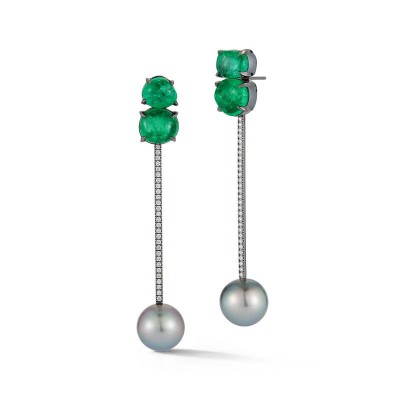 #KATHERINE JETTER #Earrings #MuzoEmeralds #Diamonds