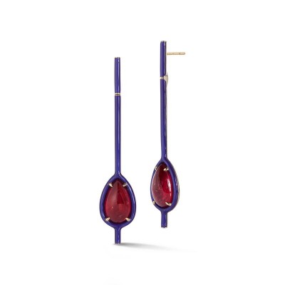 #KATHERINE JETTER #Earrings #Rubellites #BlueEnamel