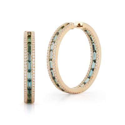 #KATHERINE JETTER #Mint Green Tourmaline Origami Hoops #Diamonds #Diamants