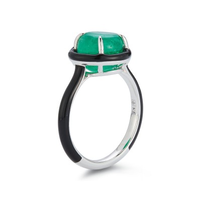 #KATHERINE JETTER #Muzo Emerald #Enamel #Emeraude #Email #Bague
