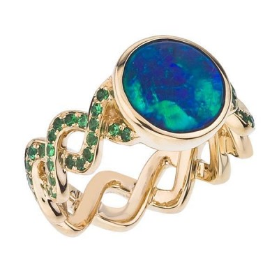 #KATHERINE JETTER #Ring #BlackOpal #Diamonds #TsavoriteGarnets