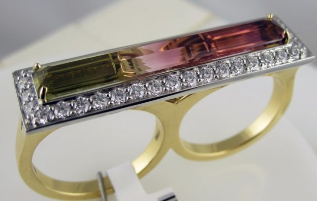 KREMENTZ Richard-Bague deux doigts-Tourmaline bicolore