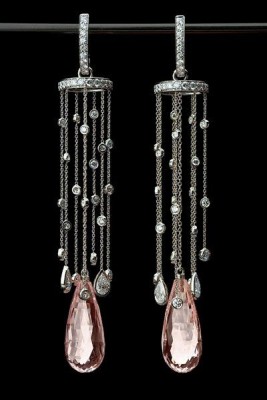 KREMENTZ Richard-Boucles d'oreilles-Morganite-diamants