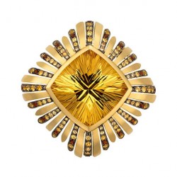 LAUREN ADRIANA-Broche Garter-or jaune-citrine-saphir-grenat