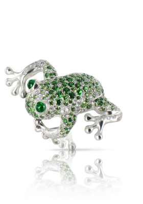 PASCALE BRUNI-Bague Collection Animalier-or blanc-grenat tsavorite-émeraudes-diamants