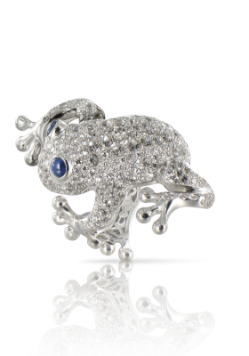 PASCALE BRUNI-Bague Collection Animalier-or blanc-émeraude-diamants