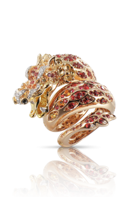 PASCALE BRUNI-Bague Collection Animalier-or rouge-saphirs-diamants