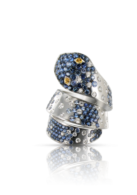 PASCALE BRUNI-Bague collection Animalier-or blanc-saphirs-diamants