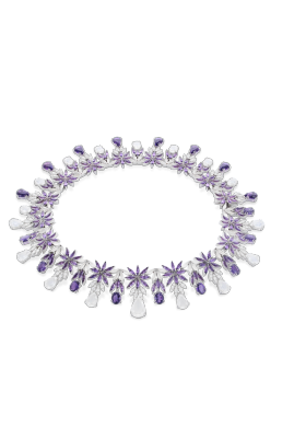 PASCALE BRUNI-Collier Ghirlanda violet Necklace-collection bon ton-or blanc-améthyste-quartz laiteux-diamant