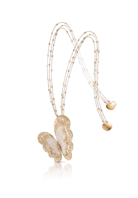 PASCALE BRUNI-Collier collection Liberty Aleandra-or rose-diamants bruns-diamants blancs