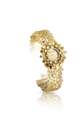 PASCALE BRUNI-Montre collection, Flower Time-or jaune-diamants-cristaux de saphirs