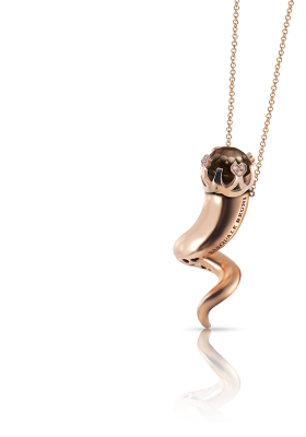 PASCALE BRUNI-Pendentif flacon de parfum collection Sissi-or rose-quartz fumé-diamants