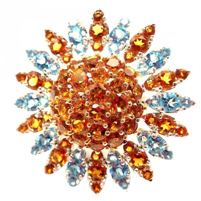 PASCALE BRUNI-bague-citrine-topaze bleue