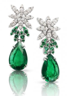PASCALE BRUNI boucles d'oreilles- diamants-émeraudes
