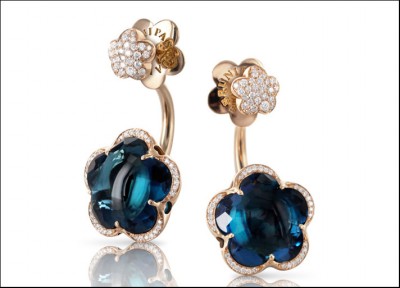 PASCALE BRUNI diamants-topaze blue London-boucles d'oreilles