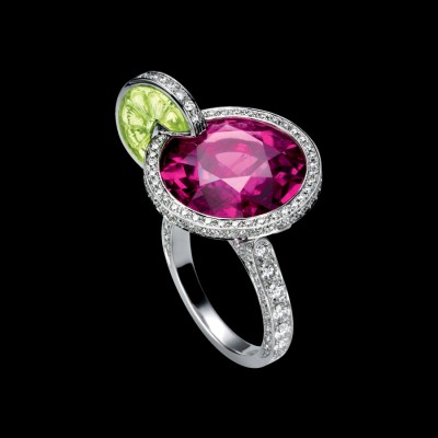 PIAGET-Bague Limelight inspiration cocktail Sex on the Beach-or blanc-tourmaline rose-péridot-diamants