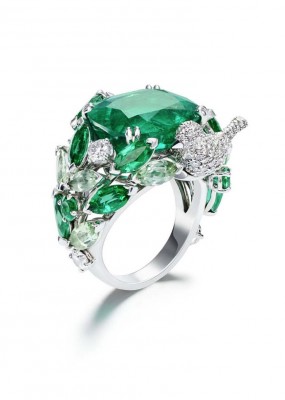 PIAGET-Bague Rose Passion-or blanc-diamants-tourmaline