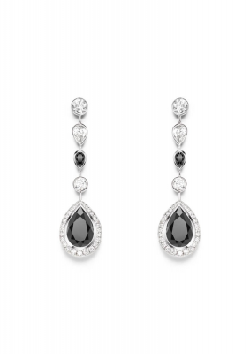 PIAGET-Collection Couture Precieuse-boucles d'oreilles-or blanc-diamants-spinelles noires