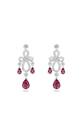 PIAGET-Collection Couture Precieuse- boucles d'oreilles-spinelle rouge-diamants